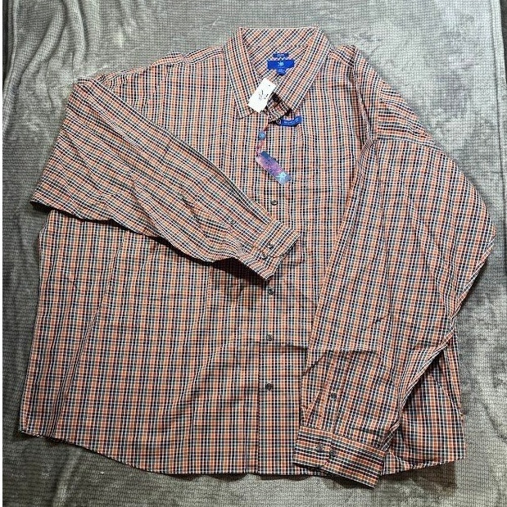 Egara Mens 6X Dress Shirt Non-Iron Classic Fit Plaid Long Sleeve Button Down NWT